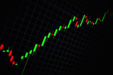 Menkul Kıymetler Borsası siyah arka plan, Forex piyasası, yeşil ve kırmızı Graph'la ticaret.