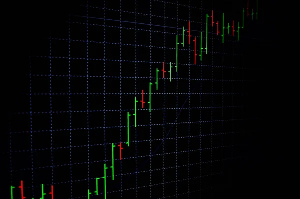 Menkul Kıymetler Borsası siyah arka plan, Forex piyasası, yeşil ve kırmızı Graph'la ticaret. — Stok fotoğraf