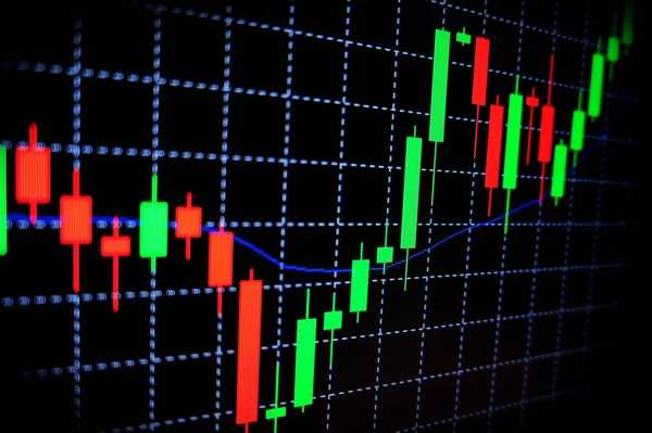 Menkul Kıymetler Borsası siyah arka plan, Forex piyasası, yeşil ve kırmızı Graph'la ticaret. — Stok fotoğraf