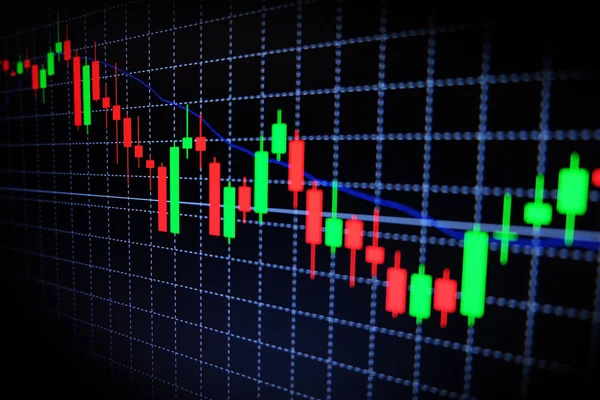 Stock Exchange green and red graph with black background , Forex market , trading. — Stock Photo, Image