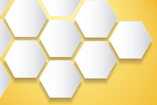 抽象的な黄色い蜂ハイブの六角形と空間の背景 — ストックベクタ