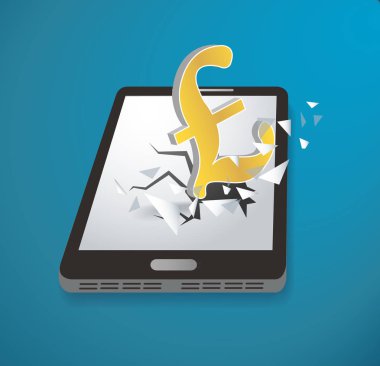 İngiliz Lirası simge atılım ekran smartphone vektör  