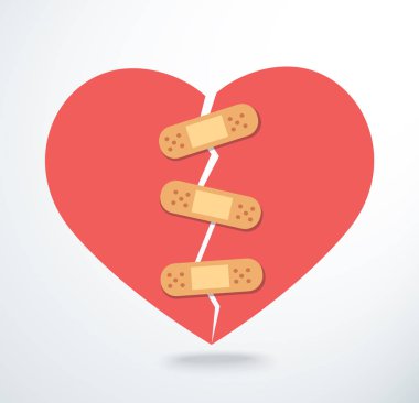 kırık kalp simge vektör üzerinde sıva yapıştırma 