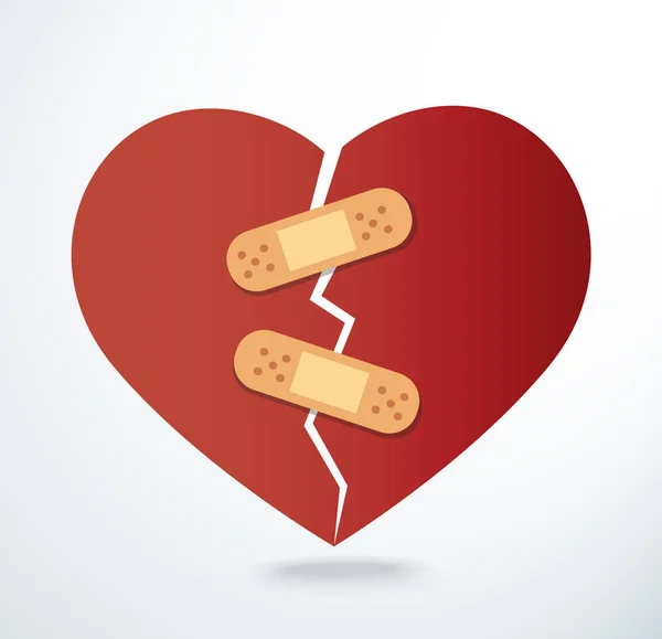 Sticking plaster on broken heart icon vector — Stock Vector