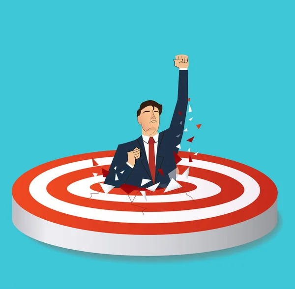 Businessman breaking target archery to Successful vector. Business concept illustration. — Stock Vector