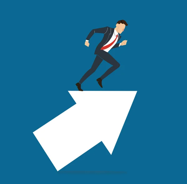Businessman running on arrow concept business vector illustration — Stock Vector
