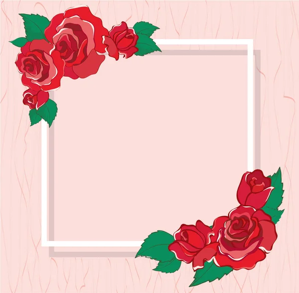 Biglietto di auguri di San Valentino con rose rosse sfondo vettoriale illustrazione — Vettoriale Stock