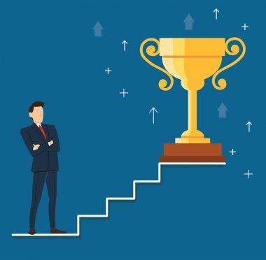 Kupa vektör çizim ile ayakta işadamı