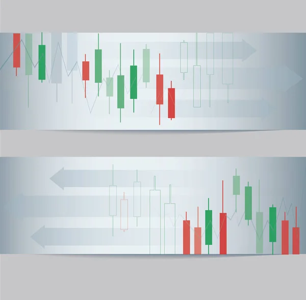 抽象的なローソク足証券取引所バナー背景ベクトル — ストックベクタ