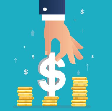 Doları simgesine olabilir, iş kavramı illüstrasyon tutan el