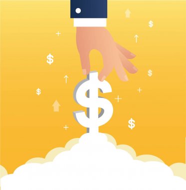 Doları simgesine olabilir, iş kavramı illüstrasyon tutan el