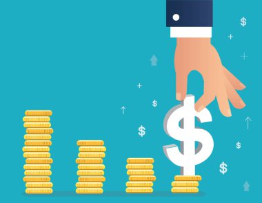 Doları simgesine olabilir, iş kavramı illüstrasyon tutan el