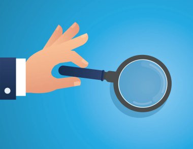 Büyüteç camı vektör çizim tutan el