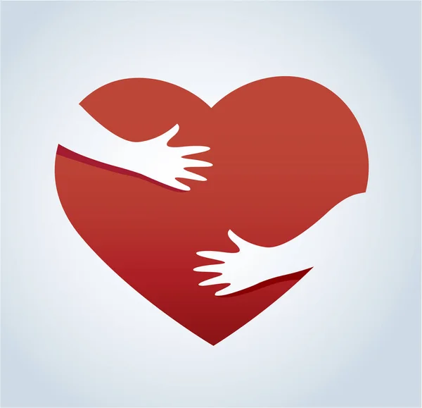 Τα χέρια που αγκαλιάζει το διάνυσμα καρδιά, έννοια της αγάπης και της φροντίδας — Διανυσματικό Αρχείο