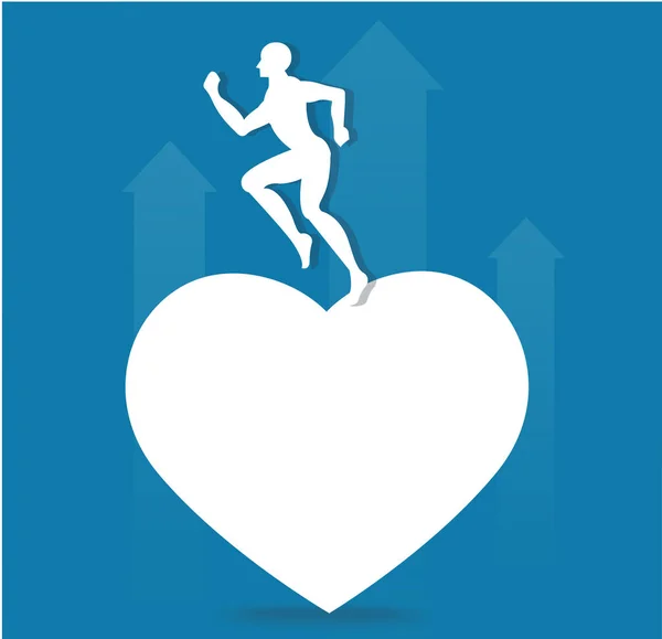 Corriendo en el vector de símbolo de icono de corazón, correr por la salud — Vector de stock