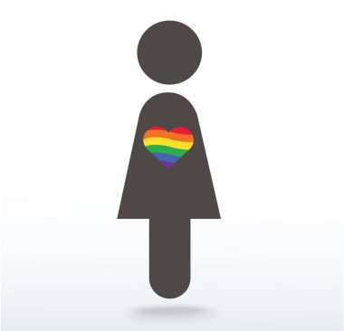 kadın sembol simge bir gökkuşağı kalp, Lgbt sembolü, Aşk aşktır, Gökkuşağı bayrağı kalp simgesi, aşk kazanır 