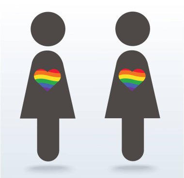 kadın sembol simge bir gökkuşağı kalp, Lgbt sembolü, Aşk aşktır, Gökkuşağı bayrağı kalp simgesi, aşk kazanır 
