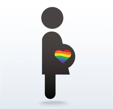 kadın hamile simgesi kalp simgesi ile