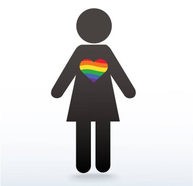 kadın sembol simge bir gökkuşağı kalp, Lgbt sembolü, Aşk aşktır, Gökkuşağı bayrağı kalp simgesi, aşk kazanır 