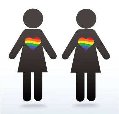 kadın sembol simge bir gökkuşağı kalp, Lgbt sembolü, Aşk aşktır, Gökkuşağı bayrağı kalp simgesi, aşk kazanır 