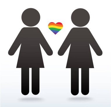 kadın sembol simge bir gökkuşağı kalp, Lgbt sembolü, Aşk aşktır, Gökkuşağı bayrağı kalp simgesi, aşk kazanır 
