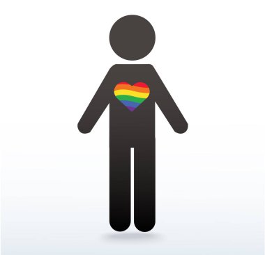 Erkekler bir gökkuşağı kalp, Lgbt sembol simge simge, Aşk aşktır, Gökkuşağı bayrağı kalp simgesi, aşk kazanır 