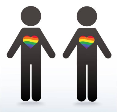 Erkekler bir gökkuşağı kalp, Lgbt sembol simge simge, Aşk aşktır, Gökkuşağı bayrağı kalp simgesi, aşk kazanır 