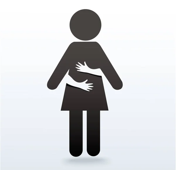 Vrouw symboolpictogram met handen knuffelen vectorillustratie — Stockvector