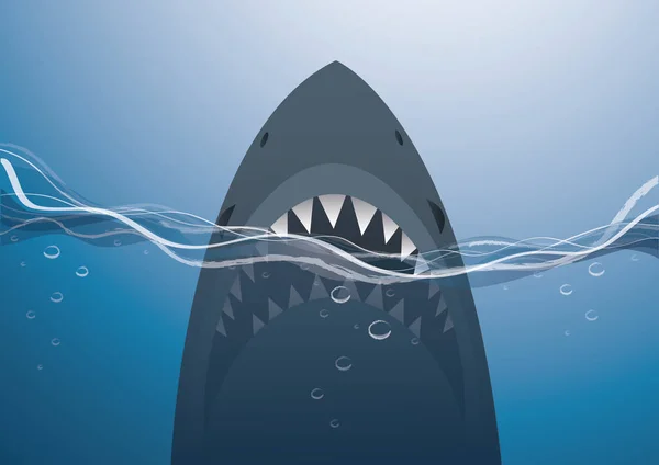 Shark-a kék tenger háttér vektor illusztráció — Stock Vector
