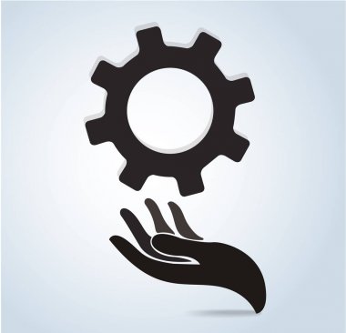 dişli logo simge tasarlamak vektör tutan eller