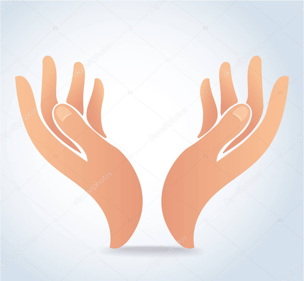 hands holding design vector, hands pray logo 