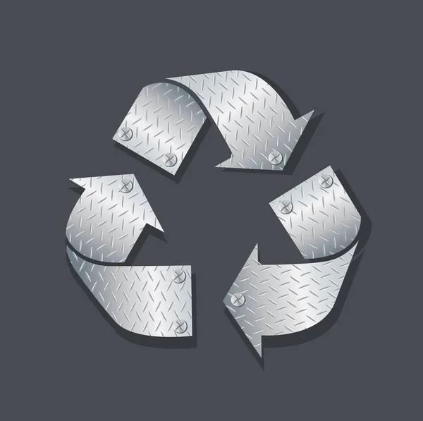 Placa de metal reciclar icono símbolo vector ilustración — Vector de stock