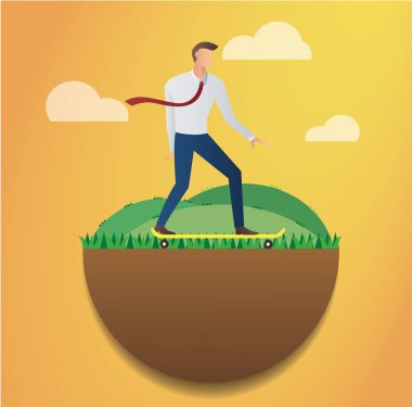 işadamı kaykay parkı vektör at üzerinde 