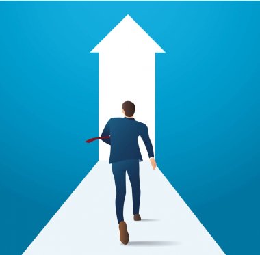 bir kariyer vektör çizim başarılı olmak için çalışan işadamı