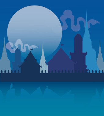 Tayland tapınak poster vektör çizim