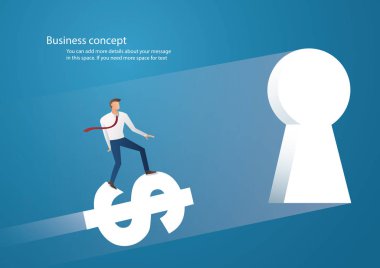 İş kavramı illüstrasyon işadamı binmek dolar simgesi anahtar deliği