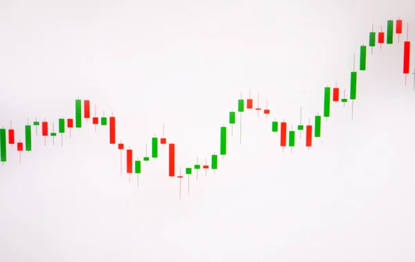 Beyaz arka planlı, Forex piyasası, borsa yeşil ve kırmızı grafik ticaret