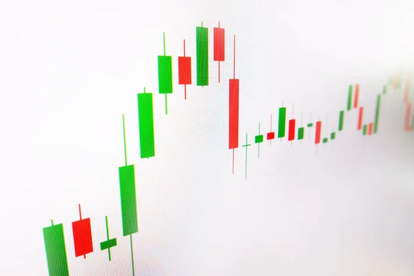 Stock market groene en rode grafiek met witte achtergrond, forexmarkt, handel — Stockfoto