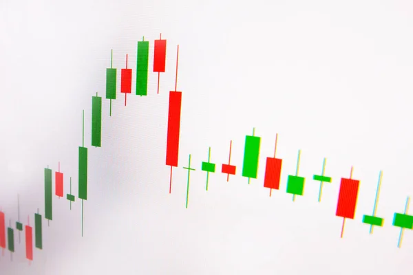 Borsa verde e rosso grafico con sfondo bianco, mercato Forex, trading — Foto Stock