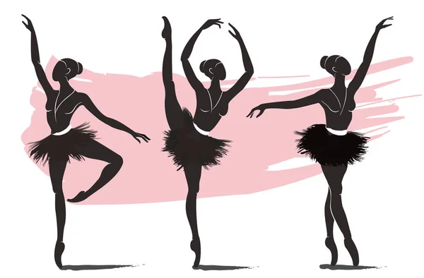 Set Woman Ballerina Ballet Logo Icon Ballet School Dance Studio — Stock Vector