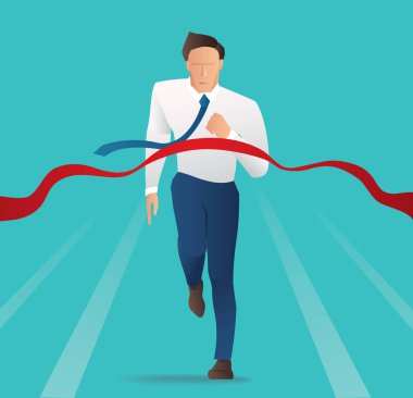 Finiş hattı arka planda başarılı bir iş adamı. Kavram iş illüstrasyon.