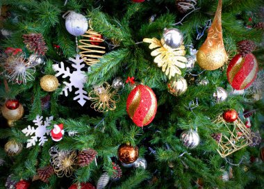 Noel ağacı arka plan fotoğraf güzel dekore edilmiş