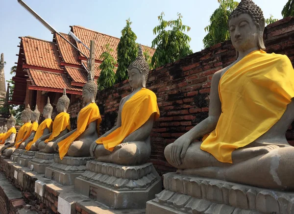 Fila Estatua Buda Hito Tailandia Asia — Foto de Stock