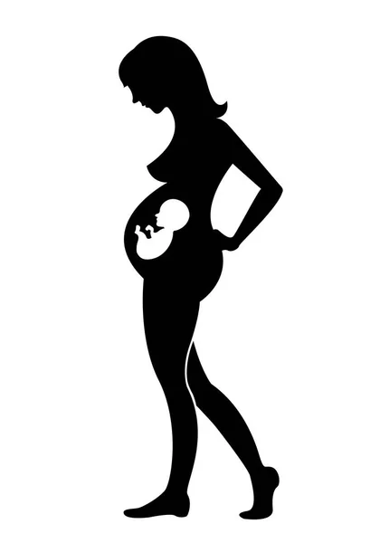 赤ちゃんアイコン ベクトル図と妊娠中の女性 — ストックベクタ