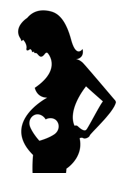 Zwangere Vrouw Met Hart Pictogram Vectorillustratie — Stockvector