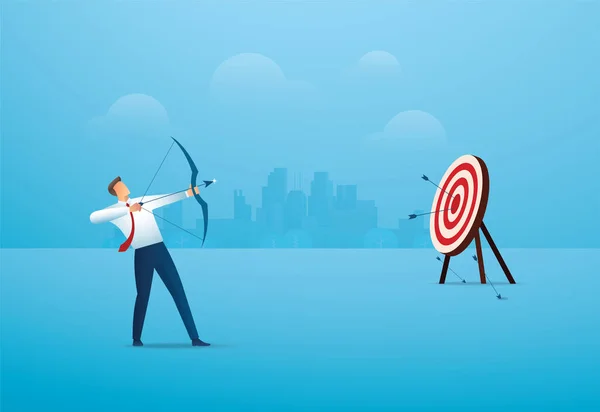 Businessman Bow Aiming Target Concept Business Vector Illustration Eps10 — 스톡 벡터