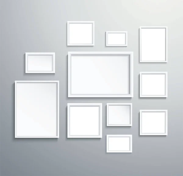 Square Isolated White Picture Frame Wall Vector Illustration Eps10 — 스톡 벡터