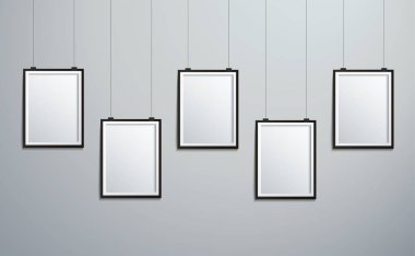 izole resim çerçeveleri duvar vektörü illüstrasyonunda asılı Eps10