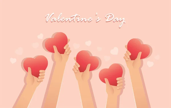Manos Sosteniendo Corazón San Valentín Vector Fondo Ilustración Eps10 — Vector de stock