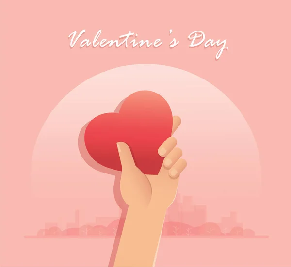 Hands Holding Heart Valentine Background Vector Illustration Eps10 — 图库矢量图片